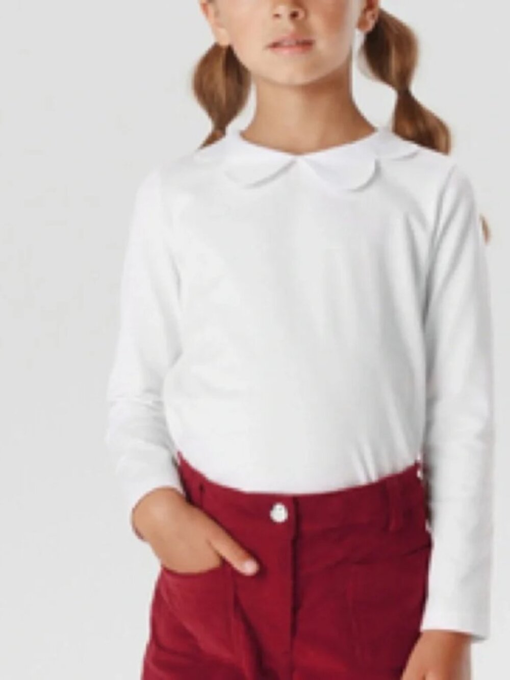 NWOT Jacadi Paris Girl Long Sleeve T-shirt with Scalloped Collar